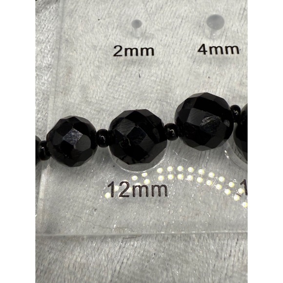 Vintage Glass Necklace Beaded Black Faceted Statement Classic‎ 17" - Picture 4 of 11